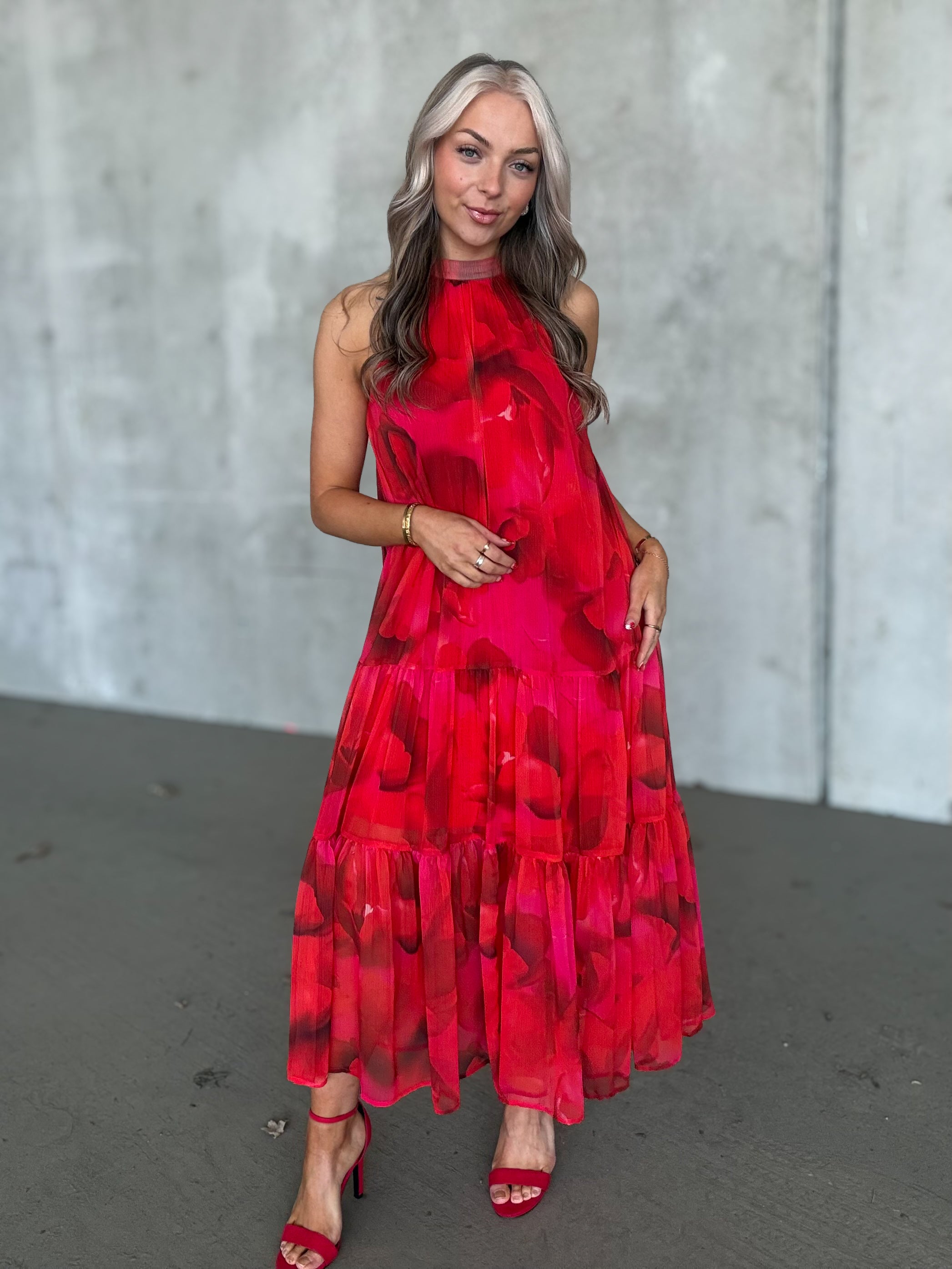 VICHIFINA Long Dress - Hibiscus
