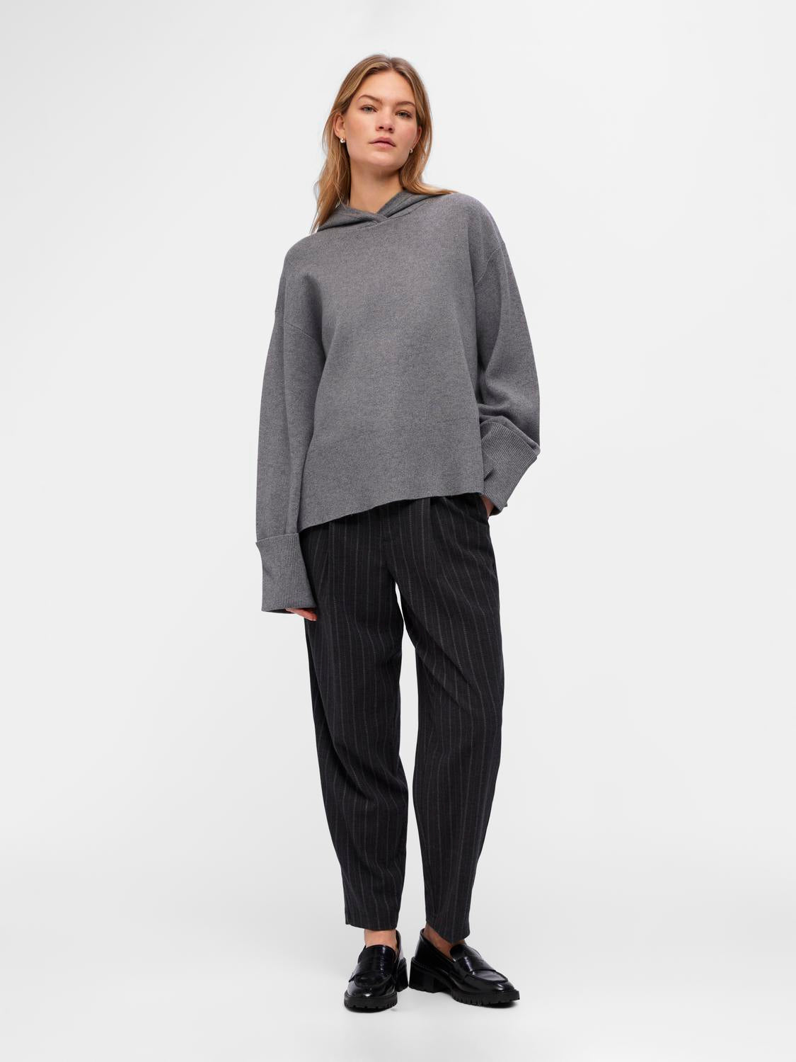 OBJCARDI Pullover - Medium Grey Melange